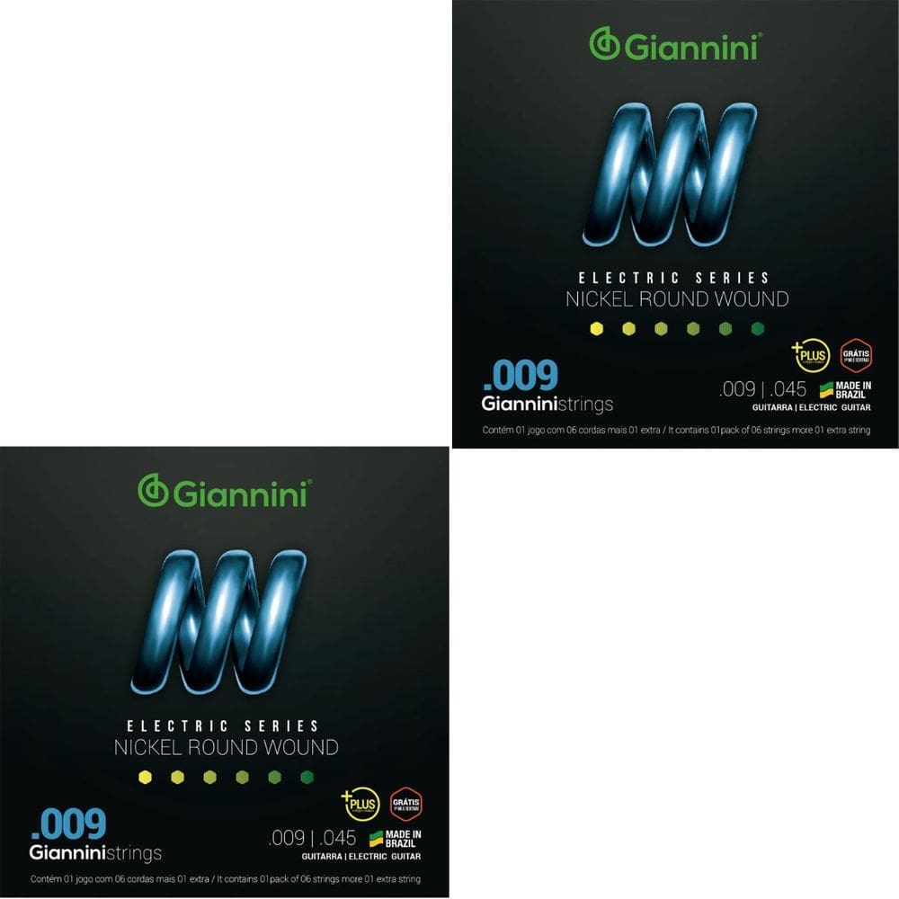 Kit 2 Encordoamento Guitarra Giannini Electric GEEGSTP09 Nickel Plus .009