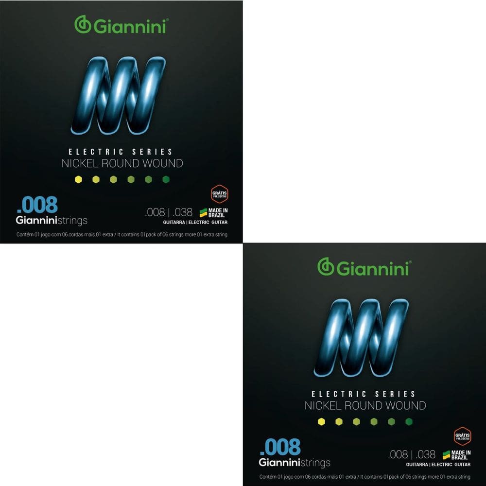 Kit 2 Encordoamento Guitarra Giannini Electric GEEGST08 Nickel .008”