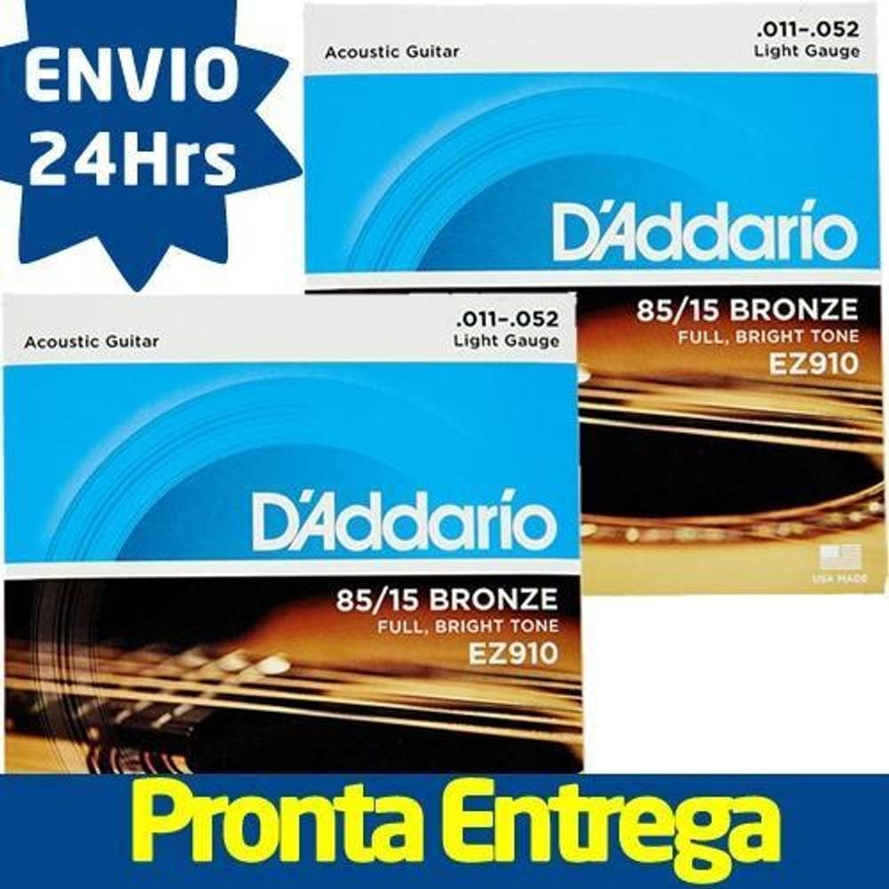 Kit 2 Encordoamento D`Addario Para Violão Ez910