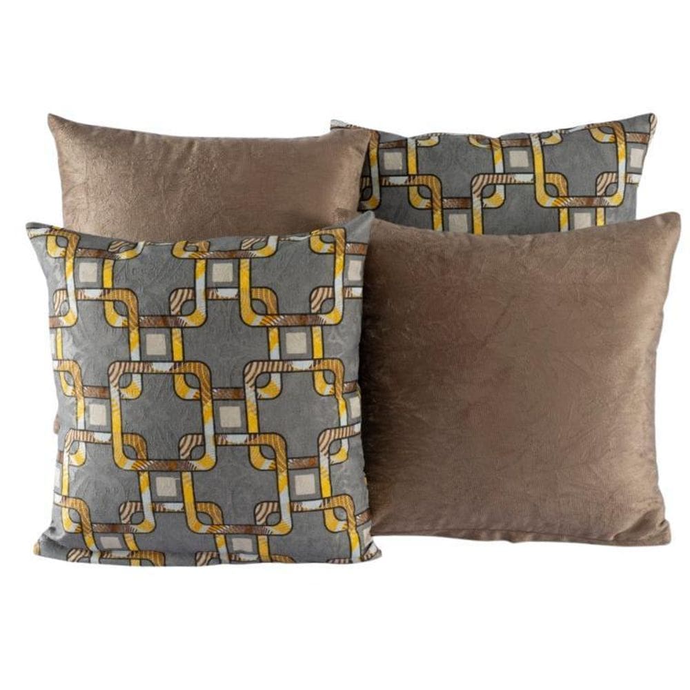 Kit 4 Almofadas Jacquard Decorativas 40X40 Tabaco - 003