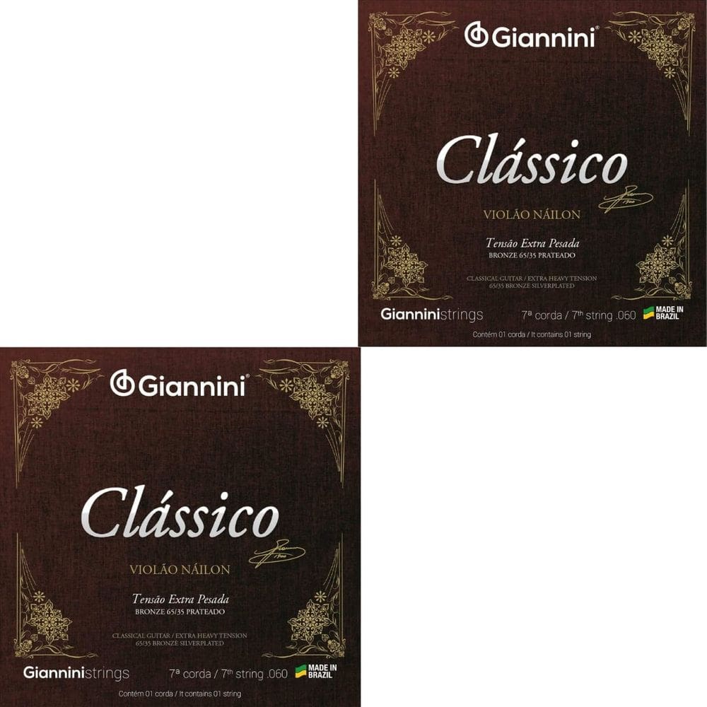 Kit 2 Cordas Violão Nylon Giannini Clássico GENWXPA-7 7° Corda Bronze Extra Pesado