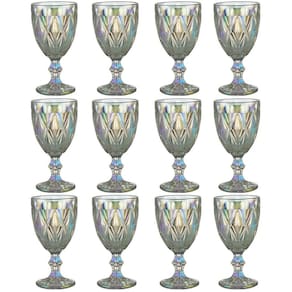Jogo 12 Taças de Vidro 325ml Diamond Lyor Furta Cor Servir Água Suco Drinks