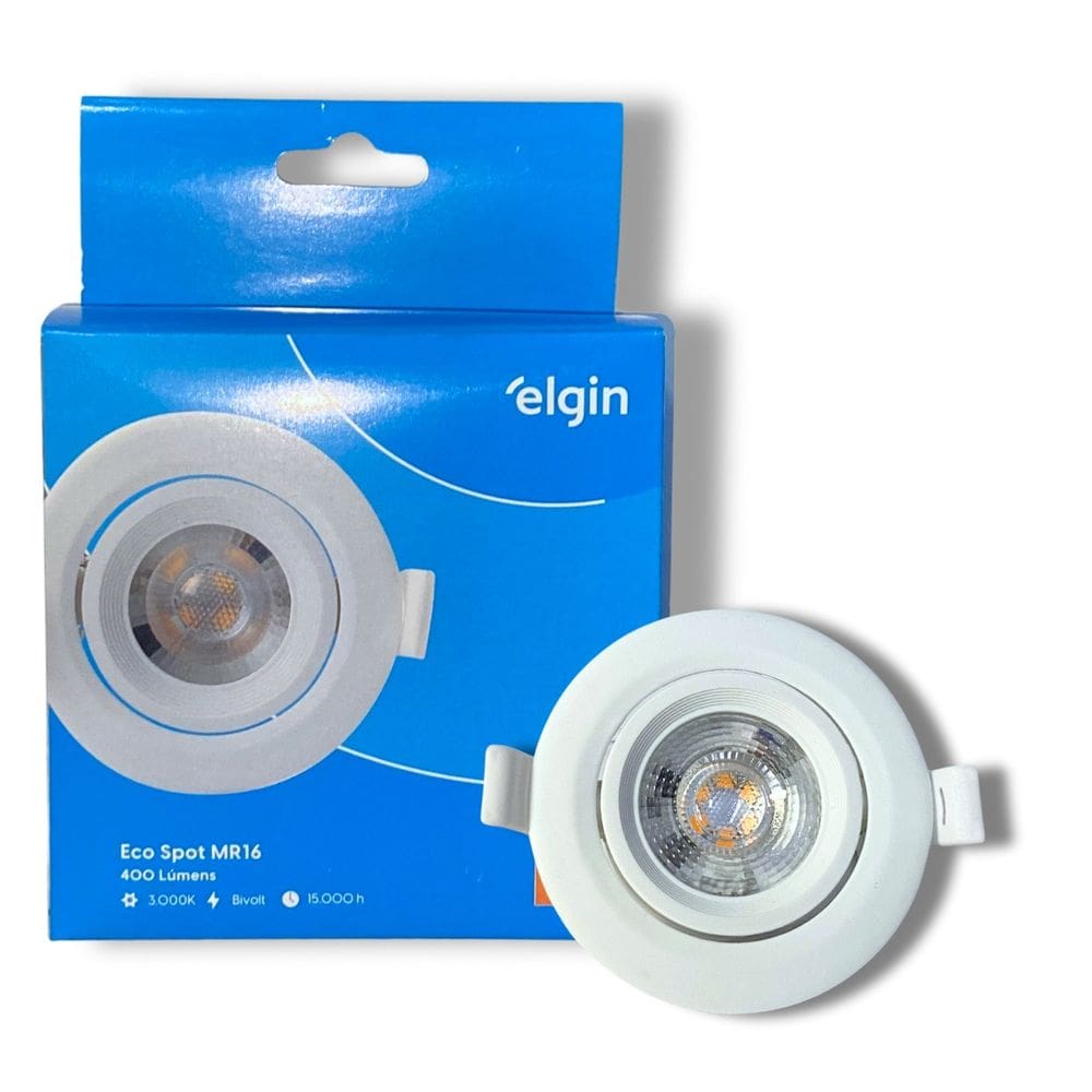Spot Led Elgin Luminária Mr16 5W 3000K Direcionável Redondo