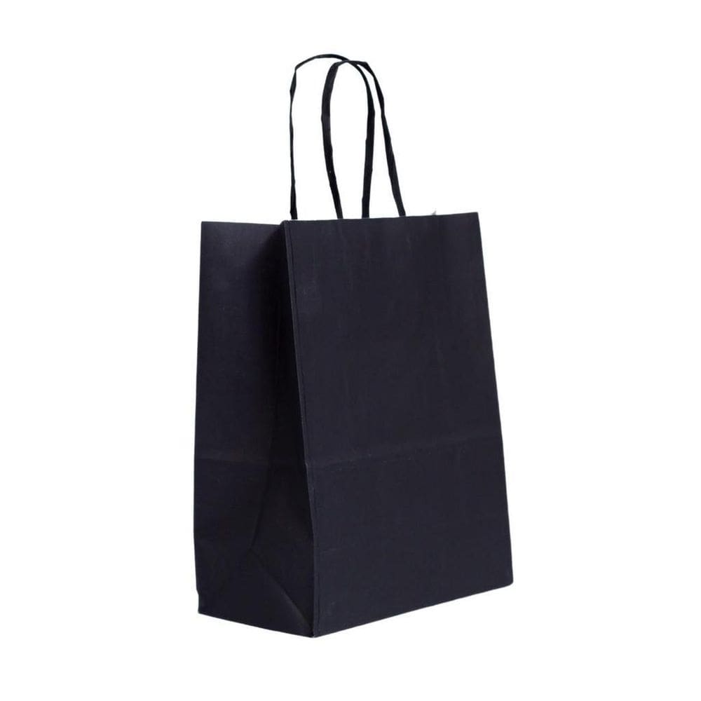 Sacolas Papel Kraft Presente Preta 17,5x8,5x21,5cm 10 Unidades