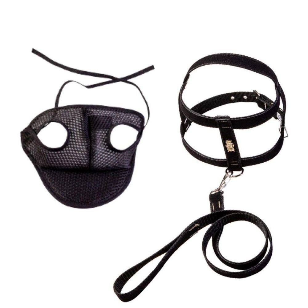 Kit Coleira Peitoral Com Aplique E Boné Para Cachorros - N06