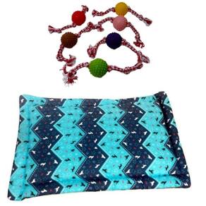 Kit Para Cães E Gatos - Colchonete G E 1 Brinquedo De Corda
