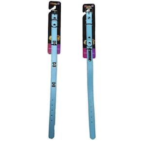 Kit 2 Coleiras Couro Sintético Para Cachorros Azul Claro M/G