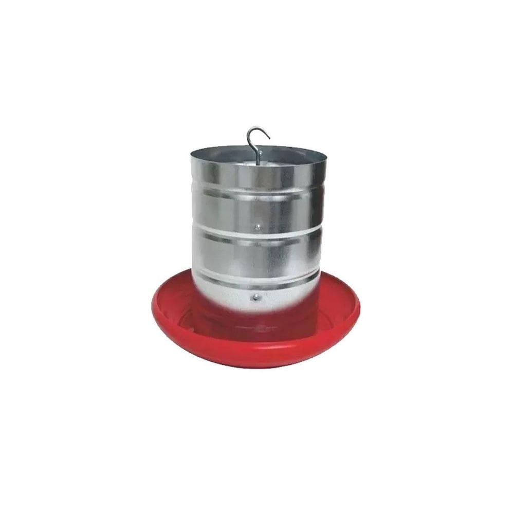 Comedouro Galvanizado Aves Suporte E Prato Plástico 5Kg Opus