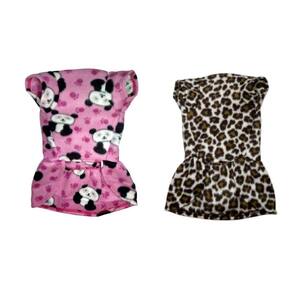 Kit 2 Vestidos Inverno Cachorro - Soft - Tam. G - Rosa/Onça