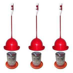 Kit 3 Bebedouros Pendulares + 3 Comedouros Galvanizado 5Kg