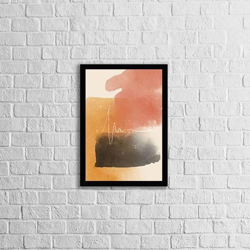Quadro Abstrato Marrom E Preto Ii 45X34Cm Com Vidro Preta