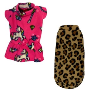 Kit 2 Roupas De Inverno Cães E Gato Vestido E Capa Eg - 011