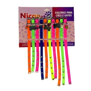 Cartela - Coleiras De Seda Lisa Neon Para Cães - 10 Unidades