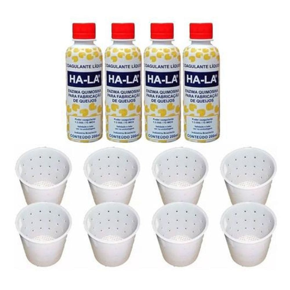 Kit 4 Coalhos Líquido Ha-La 200Ml Queijo + 8 Formas 500G