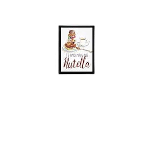 Quadro Te Amo Mais Que Nutella 24X18 Com Vidro - Preta