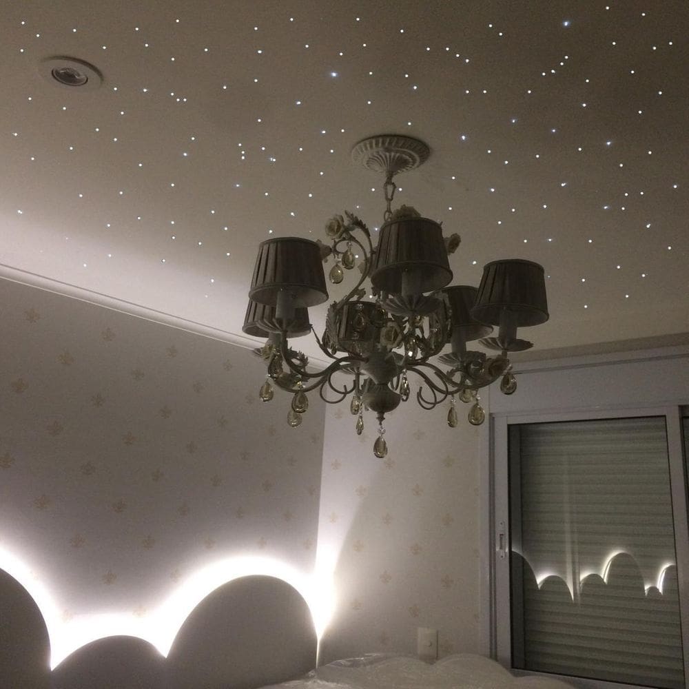 Noite Estrelada Kit 150 Fibra Ótica Efeito Estrelado Rgb Mix