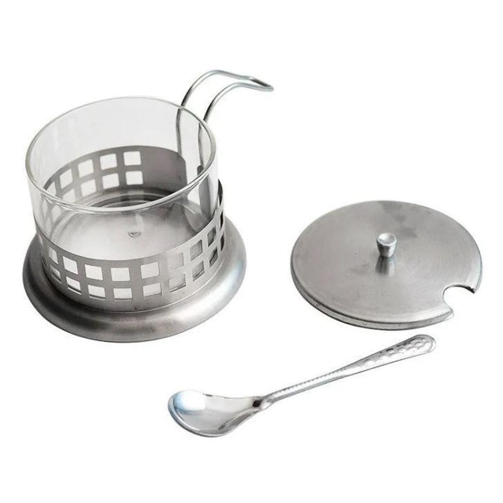 Açucareiro Inox e Acrílico 200ml - Organização e Praticidade