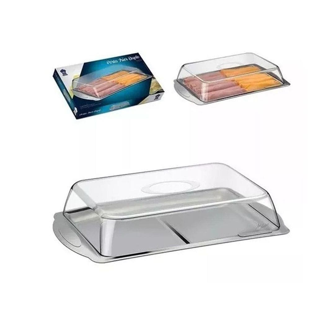 Porta Frios Duplo Inox Tampa Cristal Art House Top