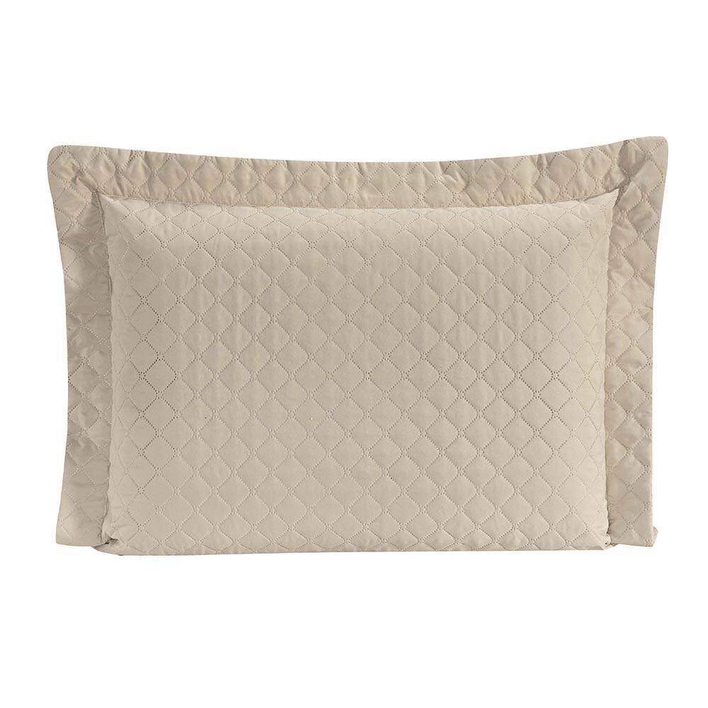 Porta Travesseiro Requinte 70cm x 50cm 100% Poliéster Bege