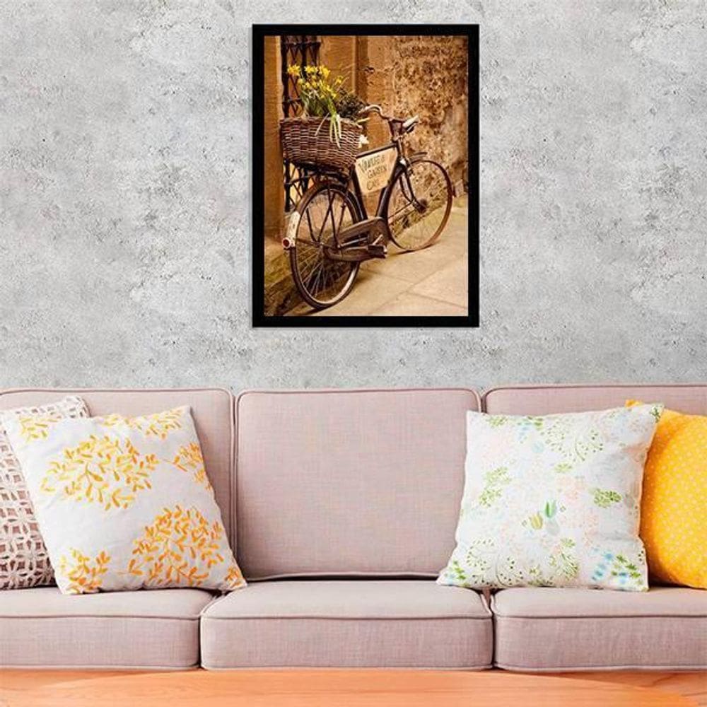 Quadro Fotografia Bicicleta Vintage 24X18Cm - Com Vidro