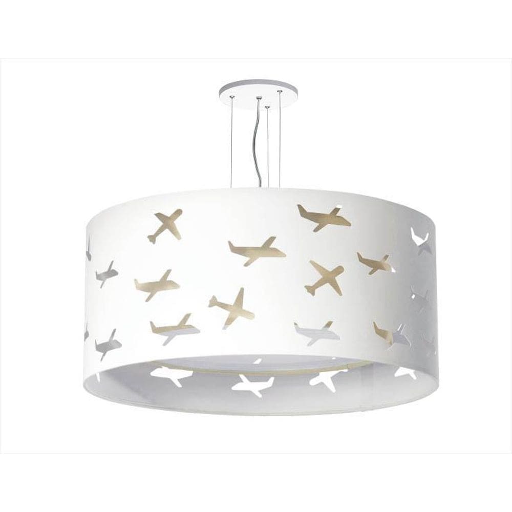 Lustre Infantil Pendente Aviões Duplo 50X16 Cru