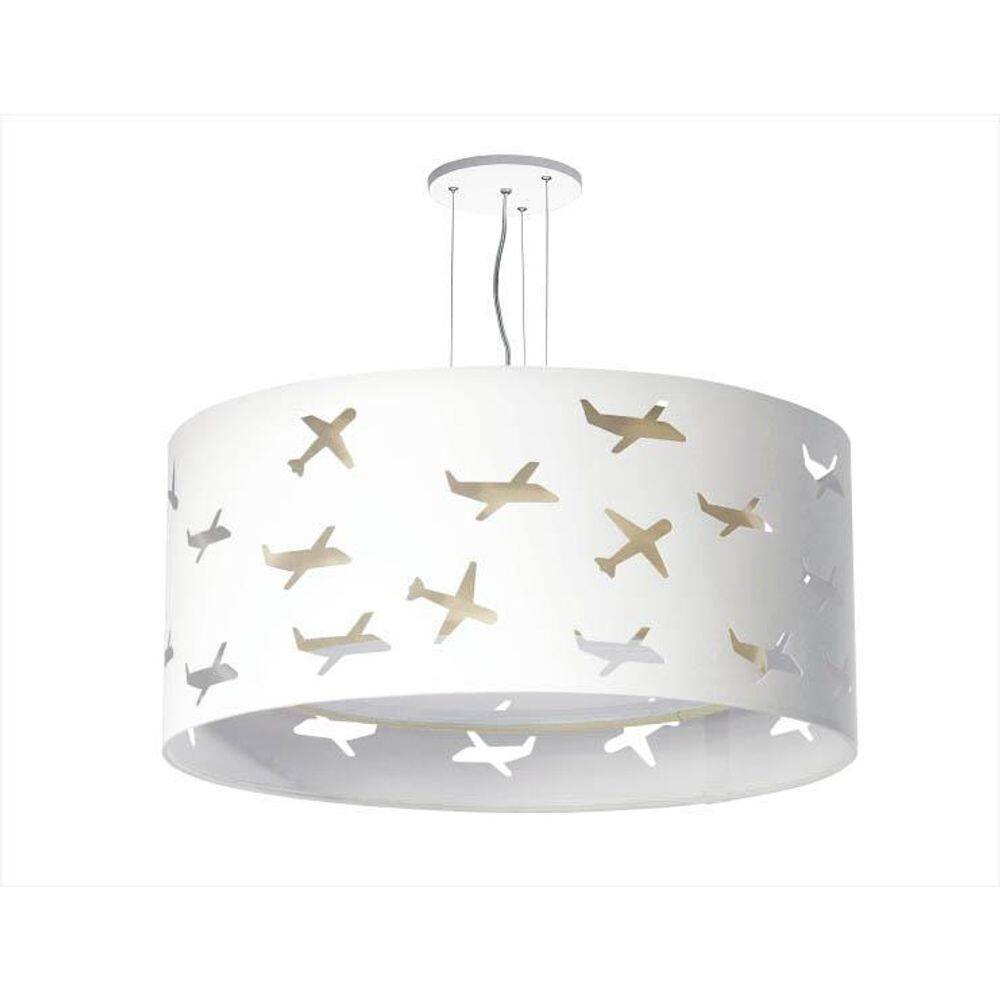 Lustre Infantil Pendente Aviões Duplo 50X16 Cru