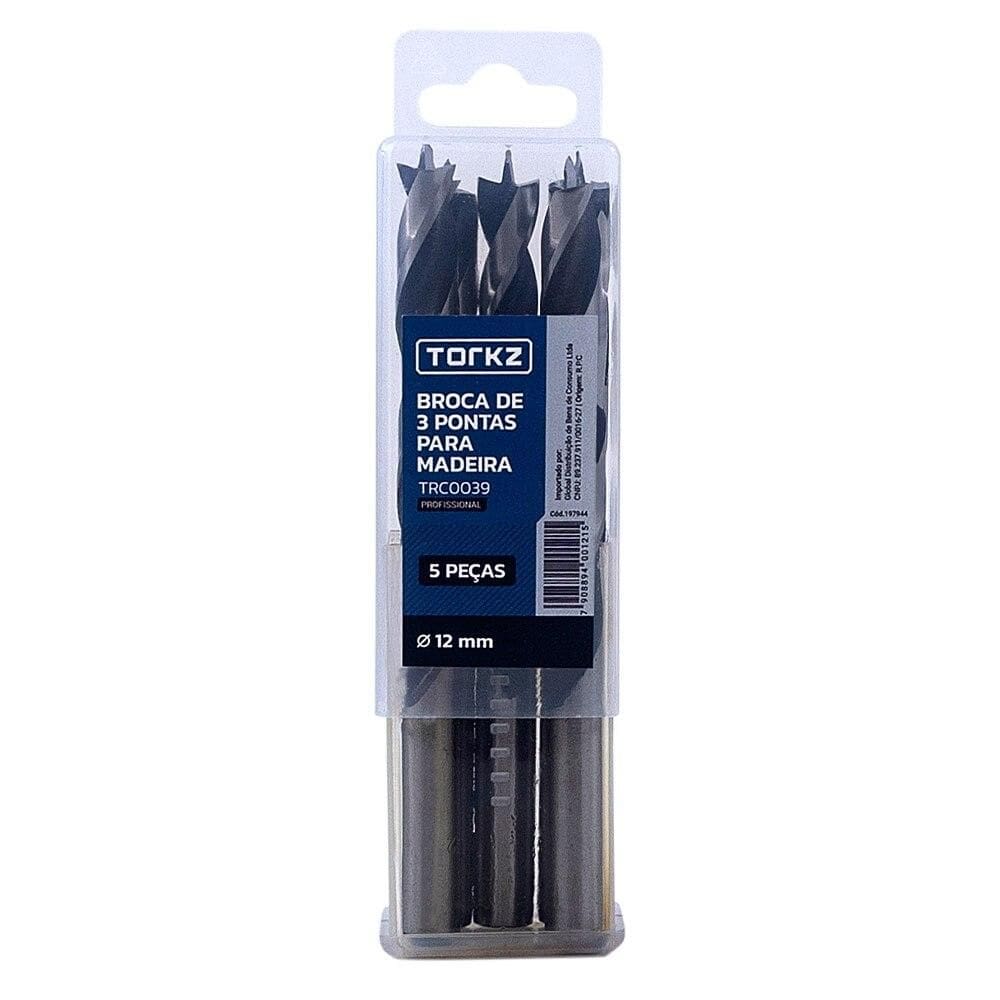 Broca de Madeira Torkz TRC0039, 12 mm - 5 Peças