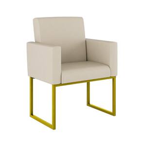 Poltrona Decorativa Nina Tecido Sintético Base Metal Dourado