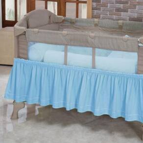 Saia Elasticada Para Berço Desmontável Camping Azul