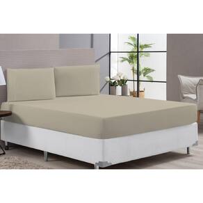 Lençol Cama Casal Padrão Hotel Clinica 400 Fios Cáqui