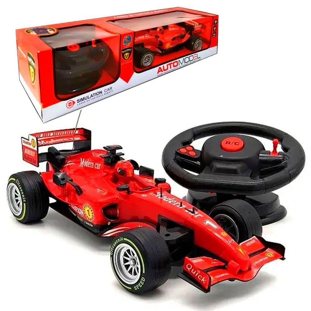 Brinquedo Carro F1 Controle Remoto Som E Luz Ferrari Mclaren Vermelho