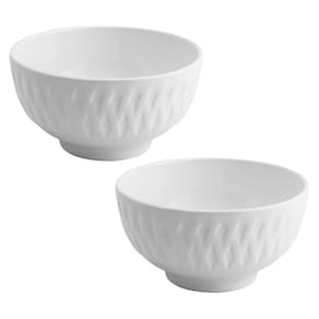 Jogo 2 Tigelas Bowl Porcelana Branca Balloon 300ml Caldos ou Servir - Lyor