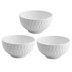 Jogo 3 Tigelas Bowl Porcelana Branca Balloon 300ml Caldos ou Servir - Lyor