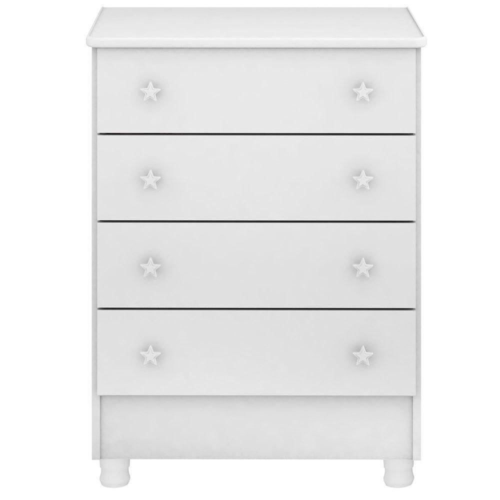 Cômoda Infantil 4 Gavetas Mdp Com Pés Doce Mel Branco