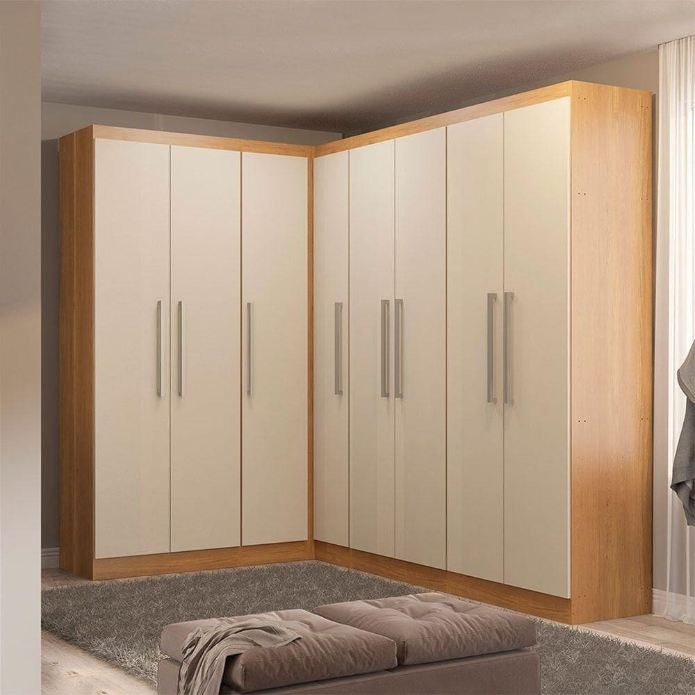 Guarda Roupa Casal De Canto Modulado Selene 5pçs Menu Móveis Carvalho