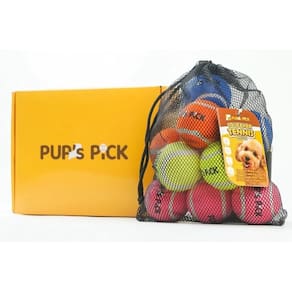 Bolas de tênis para cães Pup`s Pick, 2,5 polegadas e 60 g, pacote com 12 pacotes com bolsa