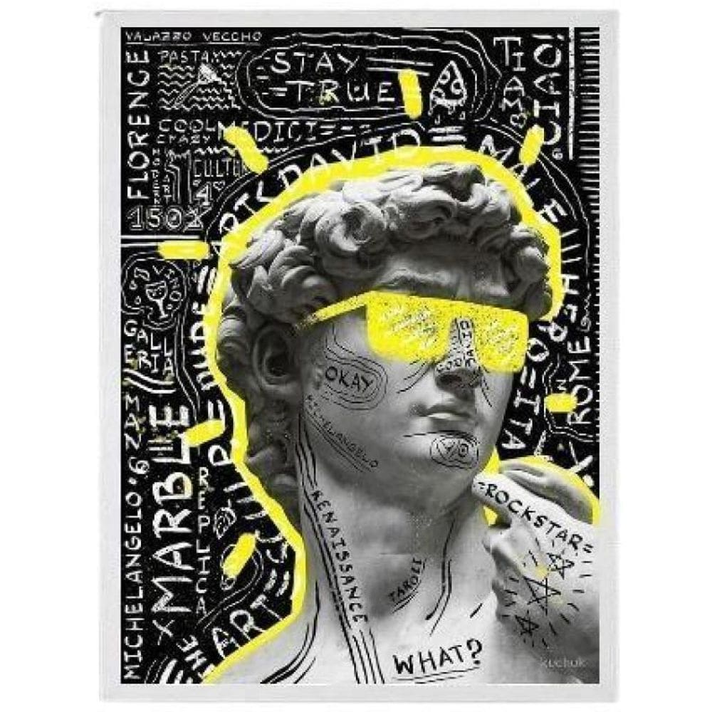 Quadro Estátua Grega Pop Art 24X18 Com Vidro Madeira Branca