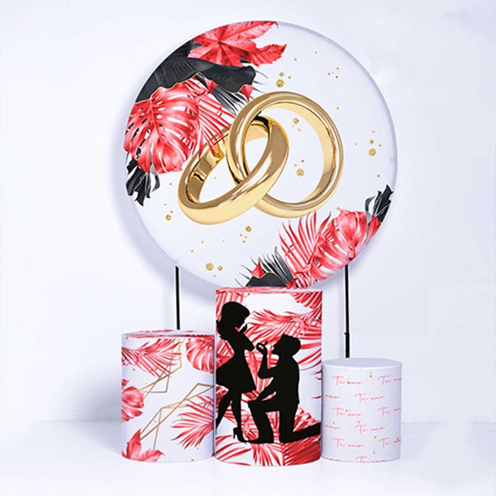 Kit Painel de Festa Redondo e Trio de Cilindros Casamento - Fera Print