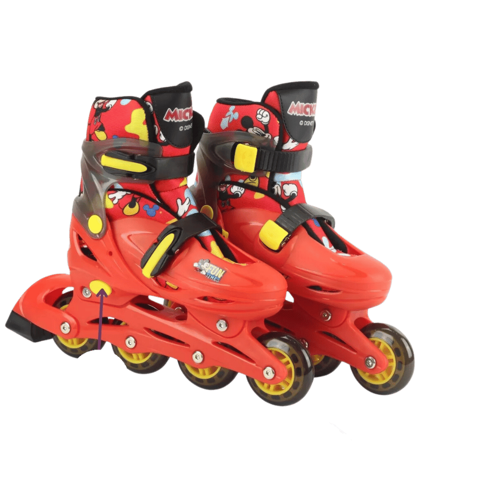 Patins BBR Toys Disney Mickey Mouse Inline Triline Kit de Proteção Infantil 32/35
