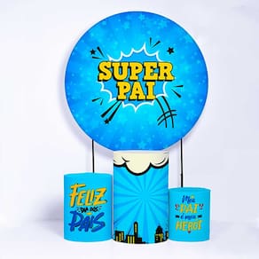 Kit Painel de Festa Redondo de 1,30m e Trio de Cilindros Dia dos Pais - Fera Print