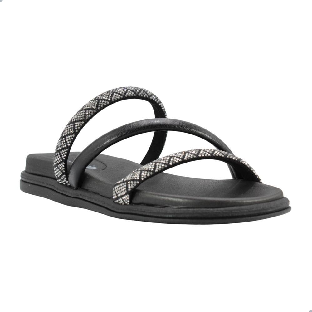 Tamanco Feminino Beira Rio Geometrica Napa Turim Cristal Preto