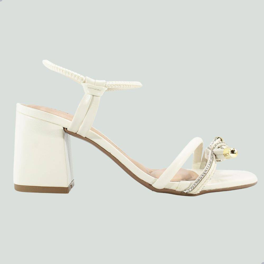 Sandália Feminina Beira Rio Firenze Pele Strech Cristal Branco Off