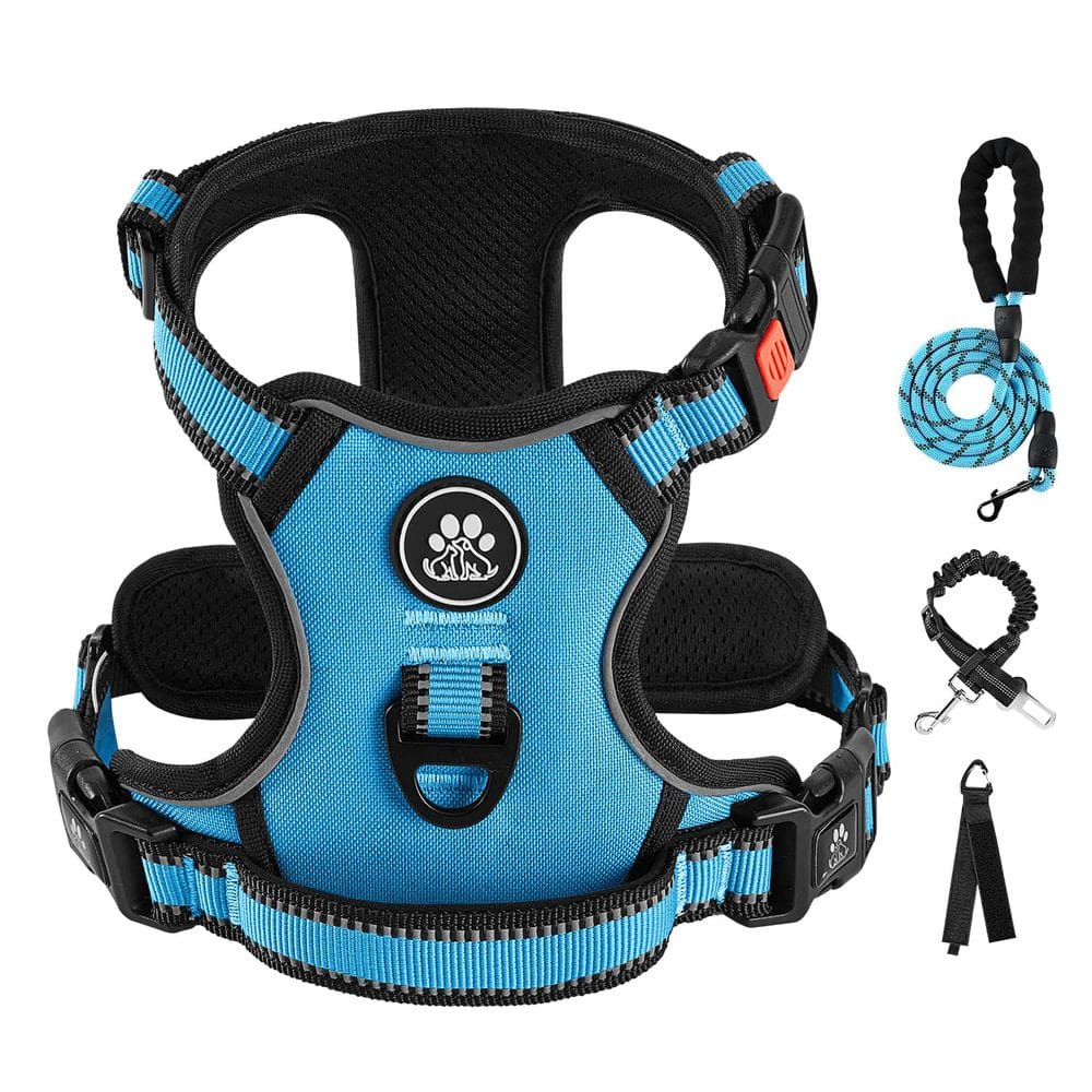 Arnês para cães IVY&LANE No Pull para cães médios com coleira azul