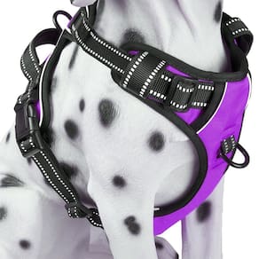 Colete confortável refletivo PoyPet, arnês para cães, roxo, tamanho L