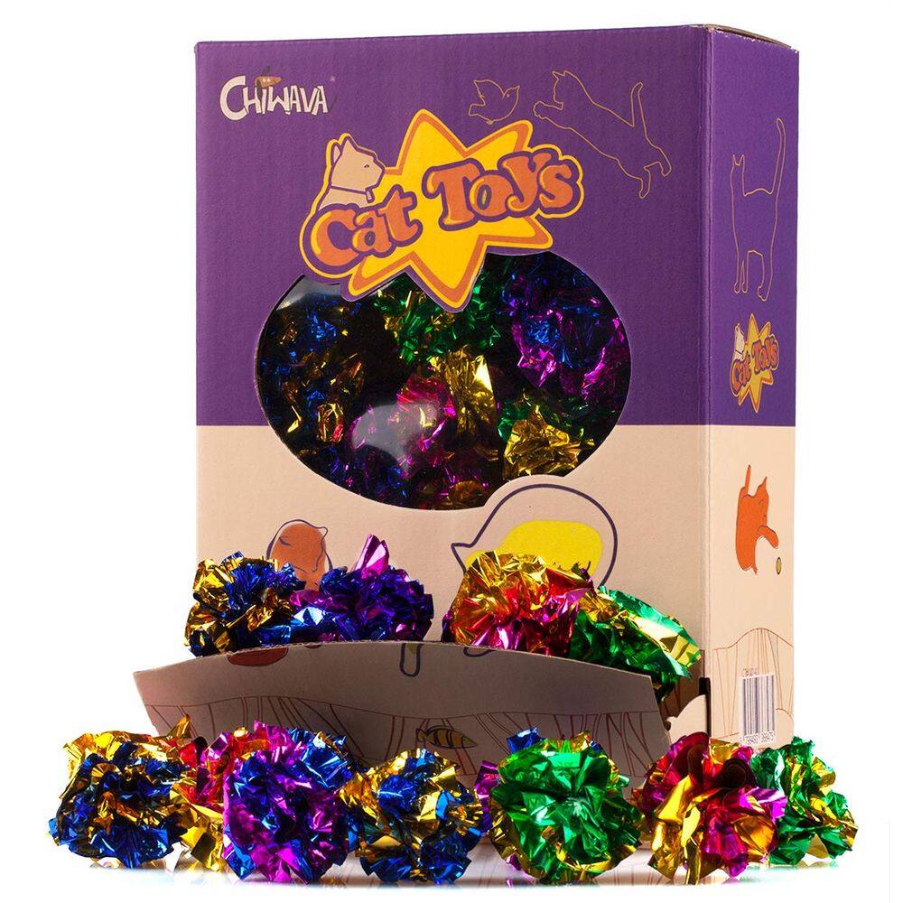 Brinquedo para gatos CHIWAVA Mylar Crinkle Balls 45 unidades com 4 cm de diâmetro