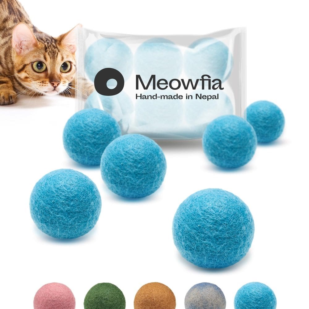 Bola de lã Toy MEOWFIA de 1,5 polegadas, pacote com 6 unidades para gatos e cães pequenos