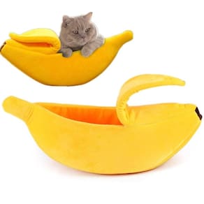 Cama Para Cachorro Gato Iglu Caminha Pet Banana Pelucia Macia Almofada Portatil Caes Toca Viagem Passeio