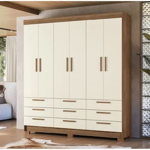 Guarda Roupa Casal 6 Portas 9 Gavetas Colombo Santos Andirá- Jatobá / Areia