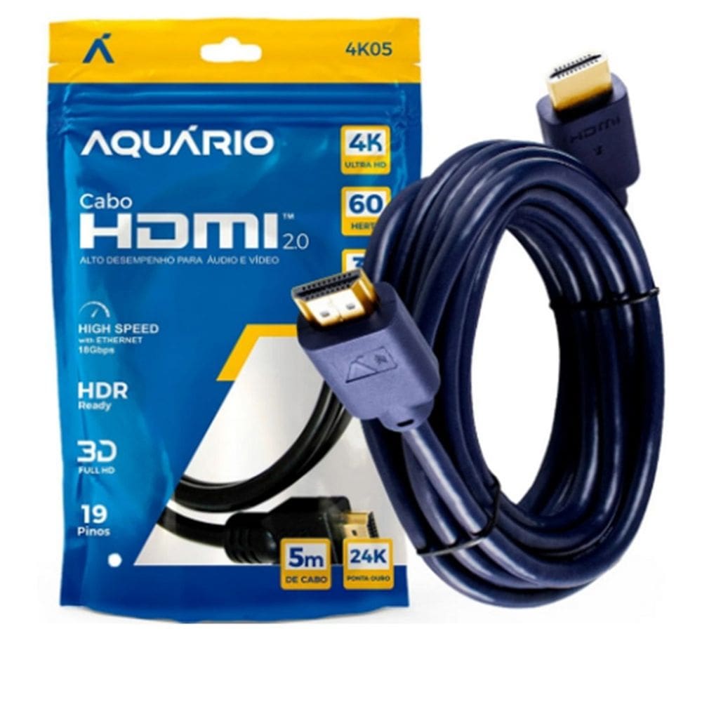 Cabo Hdmi Macho x Macho 4k Imagem Viva e Real 5m