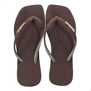 Chinelo Havaianas Slim Square Sparkle Gd Café